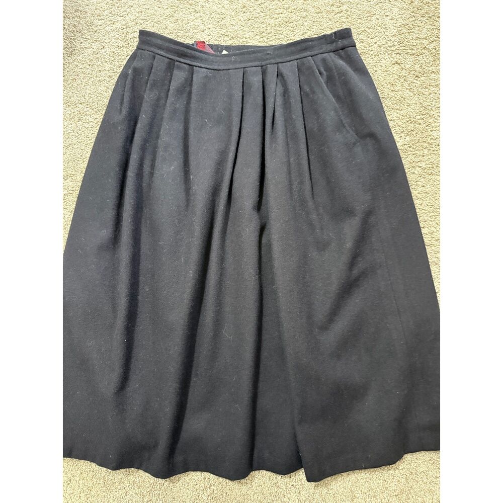Vintage Mr. William Navy Wool Pleated Midi Skirt 18W Pockets Made in Hungary 125